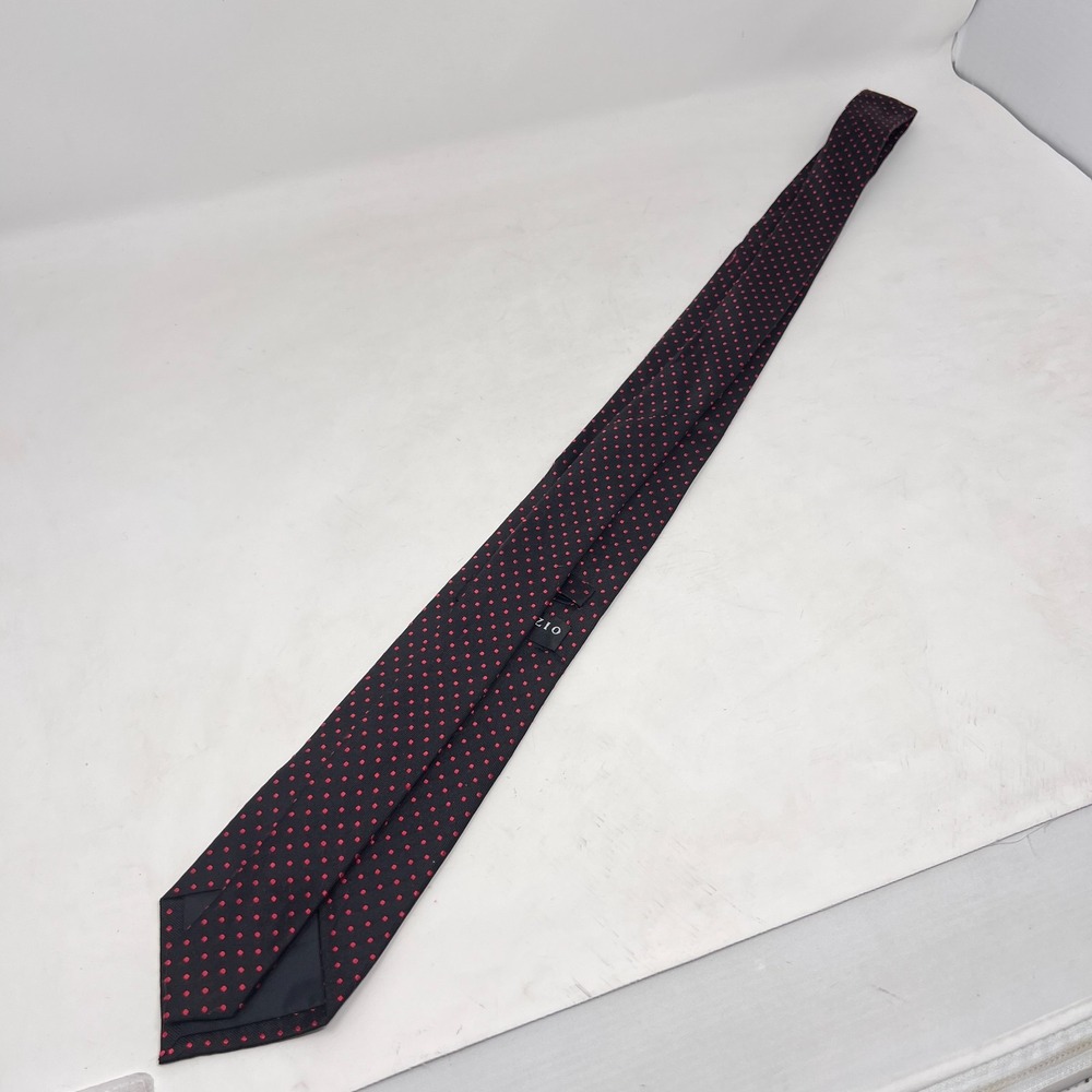 Fabio Fazio 100% Silk‎ Hand Made Men's Tie Geometric Black Red Lightweight - Picture 5 of 9